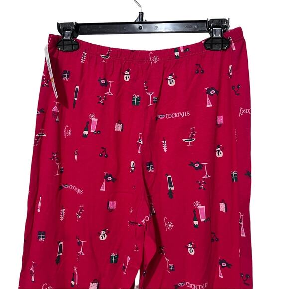HUE Womens Small Holiday Classic Pajama Lounge Pants Christmas Cocktails Snowmen - Picture 8 of 10